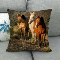 クッションカバー 馬 45x45cm リアル馬 ホーススタイル : Horse Style