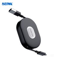 セイワ/SEIWA リールケーブル　A to L 2.4A ブラック リール収納式充電ケーブル Lightning Type-A USB AL355 | ホットロードオートパーツYS