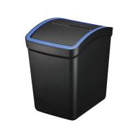 おもり付ゴミ箱 L カーボン調 ブルー ゴミがいっぱいでもスイングフタが独立オープン/カーメイト/CARMATE：DZ366 | カー用品通販のホットロードパーツ
