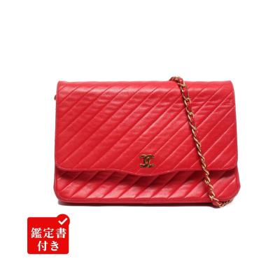 訳あり シャネル チェーンショルダーバッグ ラムスキン シングルフラップ バイアスステッチ ゴールド金具 肩掛け レディース CHANEL 訳あり シャネル チェーンショルダーバッグ ラムスキン シングル