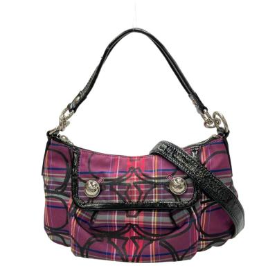 ♡COACH♡ポピー ワンショルダーバッグ 2way 紫黒花柄 ラメ コーチ ポピー バッグ（レディースショルダーバッグ）｜バッグ