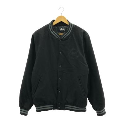 STUSSY スタジャン　Lサイズ　黒 入手困難美品】stussy ステューシー☆両面刺繍ロゴ スタジャン