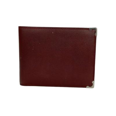 美品 Cartier カルティエ 二つ折り財布 ワインレッド 札入れ 本革 Cartier カルティエ 二つ折り札入れ 財布 マストライン レザー
