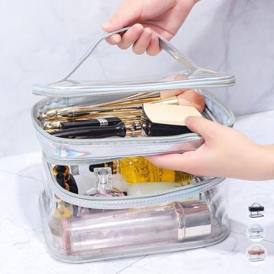 半値以下⭐️化粧ポーチメイクポーチ大容量　透明 コスメポーチクリアポーチ バニティ 透明 クリア バッグ コスメポーチ 二段タイプ バニティポーチ