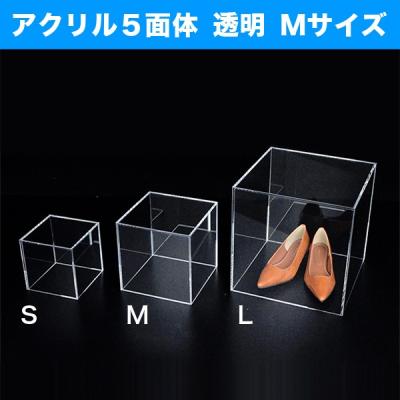 アクリル5面ボックス 透明 Mサイズ(W200×D200×H200)○（小物