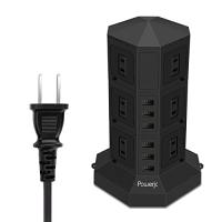電源タップ 縦型コンセント タワー式 オフィス・会議用 USB急速充電 1.5m 1500wスイッチ付 12口 ３層 Powerjc | ハイパーマーケット