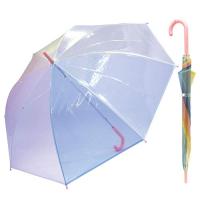 ZIP CORPORATION 透明傘 ビニール傘 おしゃれ 虹色 に輝く レインボー フィルム じょうぶ グラスファイバー キッズ 子ども用 55c | ハイパーマーケット