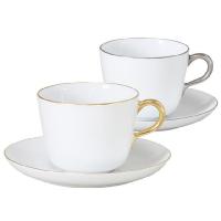 食器 カップ 大倉陶園 金白金 ペアモーニングカップ＆ソーサー（無地） OKURA | テーブルカルチャーえむすび