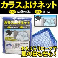 生ゴミを荒らすカラス対策 お悩み解消！カラス除け大型ゴミネット 3m×2m 極細4mm網目 おもり入りロープ付き 強い風の日も安心 防鳥 ◇ カラスよけネットM 