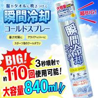 瞬間冷却コールドスプレー 超ビッグ 110回使える 大容量840ml 服やタオルにサッとひと吹き 急速冷感クール 熱中症対策 アウトドア スポーツ ◇ BIG冷却スプレー 