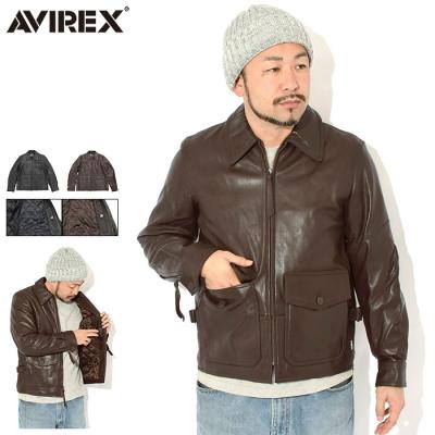 AVIREX メンズ革ジャン、レザージャケット（色：ブラウン系）｜コート
