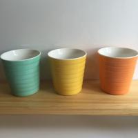 フリーカップ　カラー　パステル３種　彫ボーダー　窯元直売  美濃焼 和食器 日本製 陶器 