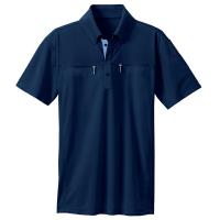 AITOZ(アイトス):ボタンダウンダブルジップ半袖ポロシャツ (男女兼用) ネイビー 3L 10602 吸汗速乾 10602 | イチネンネットプラス(インボイス対応)