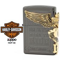 Zippo ハーレー ダビッドソン ジッポー ZIPPO Harley-Davidson HDP-48 イオンブラック エッチング アンティークゴールドメタル ライター お取り寄せ | 時計・ブランド専門店 アイゲット