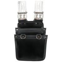 SHOX ショックス 薄型腰袋２段 Ｓ SHX-16 SHOX機構搭載 牛本革製 ツールホルダー 電設 電工 電気 設備 釘袋 ホルスター工具差 ツールポーチ | いいね道具ヤフーショッピング店