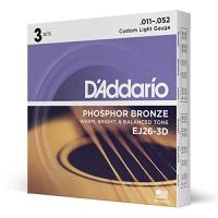 D'Addario ダダリオ アコースティックギター弦 フォスファーブロンズ Custom Light .011-.052 EJ26-3D 3s | iinos Yahoo!店