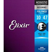 Elixir エリクサー アコースティックギター弦 POLYWEB 80/20ブロンズ Extra Light .010-.047 #11000 | iinos Yahoo!店