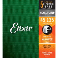 ELIXIR Nickel Plated Steel Bass Strings with ultra-thin NANOWEB Coating (5 string-Light/Medium Long Scale 45-135) #14207 | イケベ楽器リボレ秋葉原店