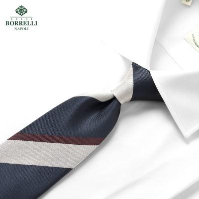 BORRELLI ボレッリ　レジメンタルネクタイ ダークブルー/グレー LUIGI BORRELLI（ルイジ ボレッリ） 【SALE】ルイジボレッリ LUIGI