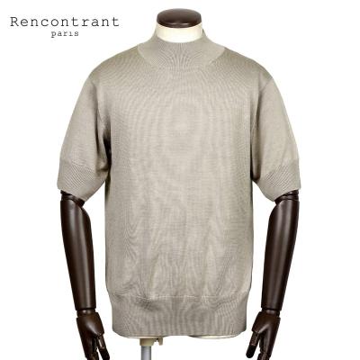 Rencontrant ベージュ モックネックシルクニット 半袖 粋な着こなしヤフー店 - Rencontrant（レンコントラント）｜Yahoo
