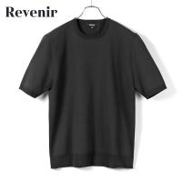 REVENIR　返品・交換不可】リブニール Revenir ／ 【国内正規品】 ／ ウォッシャブルコットンポリ18ゲージ半袖クルーネックニットソー「INT-009」（ブラック）