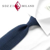 SOZZI　 シルクカノコ編みソリッドニットネクタイ「TRICOT CLASSICO SOLID」（ブライトネイビー）