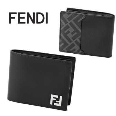 FENDI ブラック 二つ折り財布 フェンディ 三つ折り財布 ミニ財布 パイソン ブラック メンズ