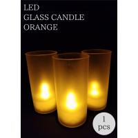 LEDグラスキャンドル（オレンジ）単品1個　ハロウィン/クリスマス/ティーキャンドル/間接照明/キャンドルライト | インテリア備長炭-いにしえの炎