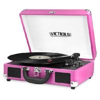 Victrola Vintage 3-Speed Bluetooth Portable Suitcase Record Player with Built-in Speakers | Upgraded Turntable Audio Sound|Pink, Model Number: VSC-550 | インタートレーディング