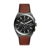 Fossil Men's Everett Quartz Stainless Steel and Eco Leather Chronograph Watch, Color: Smoke, Brown (Model: FS5799) | インタートレーディング