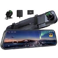 Pelsee P10 Pro 10" 4K Mirror Dash Cam, Rear View Mirror Camera Smart Driving Assistant w/ADAS and BSD, Night Vision Dash Cameras Front and Rear, Voice | インタートレーディング