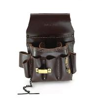 Style n Craft 10-Pocket Electrician's Tool Pouch, Heavy-Duty Leather Tool Pouch with Metal Tape Clip, Metal Tape Chain and Fixed Snap, Durable Full-Gr | インタートレーディング