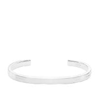 Fossil Men's Stainless Steel Silver-Tone Smooth Cuff Bracelet, Color: Silver (Model: JF04558040) | インタートレーディング