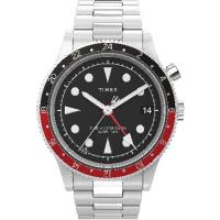 Timex メンズ ウォーターベリー トラディショナル, ステンレススチール/ブラック/ステンレススチール。, One Size, 39mm Waterbury GMT腕時計。 | インタートレーディング