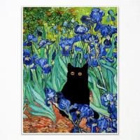 ゴッホ アイリス キャンバス ウォールアート 有名な油絵 庭の花 黒猫 ポスター 面白い猫 花柄 カラフル 抽象 農家 ギャラリー 美的 部屋 壁装飾 バスルーム用 12 | インタートレーディング