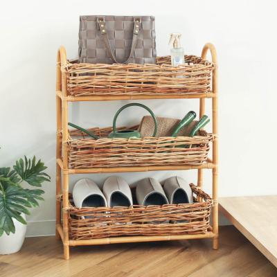 収納バスケット 3段（家具、インテリア用品）（素材：籐、ラタン）の