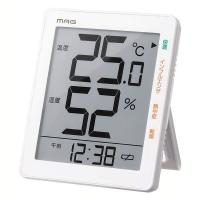 温湿度計 非電波 デジタル 時計付き MAG ホワイト TH-105-WH (D)(B) | アイリスプラザ Yahoo!店