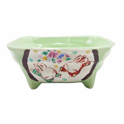 瀬戸焼　手造り工房　夕立窯　うさぎ 大皿 変形鉢　小皿　茶碗　7点まとめ売り 瀬戸焼 手造り工房 夕立窯 うさぎ 大皿 変形鉢 小皿 茶碗 7点