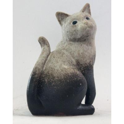 ねこ (粉引風) 9号信楽焼 陶器 置物 プレゼント 贈り物 ギフト 彩り屋