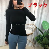 韓国風 シンプル トップス レディース 無地 長袖 tシャツ ラウンド