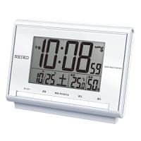 セイコー クロック 目覚まし時計 電波 デジタル カレンダー 温度 湿度 表示 白 パール SQ698S SEIKO | イストワール1230