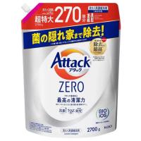 （Attack ZERO アタック ゼロ 液体洗濯洗剤 2700g つめかえ用）詰め替え 洗たく用 液体 濃縮 洗剤 汚れ ニオイ 洗浄 つめかえ パック 2.7kg 大容量 52354 | アイテンプ