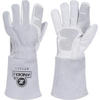 ANDELI 溶接手袋 耐熱グローブ レザー MIGグローブ 厚手で柔らかく 耐熱性に 二重牛革グローブ 溶接作業用 鍋つかみ 焚き火台 アウトドア用 ホワイト