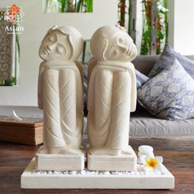 石像　彫像　石　石材　だるま置物　２点セット　台付 楽天市場】デウィ タラ 石像 合掌 45cm コンクリート アンティーク調