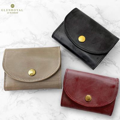 GLEN  グレンロイヤル　黒 レザー 三つ折り財布 グレンロイヤル ブライドルレザー・コンパクト三つ折り財布