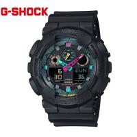CASIO G-SHOCK GA-100MF-1AJF カシオ 腕時計 Multi Fluorescent colorシリーズ メンズ 男性用 耐磁時計 デジアナ マットブラック フルーレセント | DECORbySEKINE