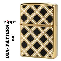 父の日：zippo(ジッポーライター) ダイヤパターン 金メッキ　ブラック  プリント仕上げ　両面加工　2G-DIABK  宝石　高級感  送料無料（ネコポス対応） | JACKAL