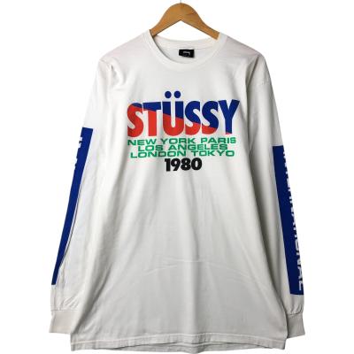 537【人気XLサイズ】ステューシー♤ビッグロゴ　長袖ロンT ヴィンテージ加工 STUSSY(ステューシー) 90's~00's Worldwide ワールドワイド 長袖