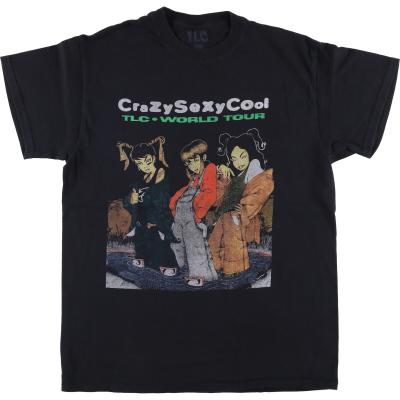 【1119】TLCティーエルシーバンドTシャツ半袖黒ブラックMビックシルエット 1119】TLCティーエルシーバンドTシャツ半袖黒ブラックMビック