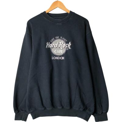 希少　Hard Rock Cafe ブラック 刺繍スウェット L Hard Rock Cafe スウェット 黒(ブラック） - 古着屋マッシュ